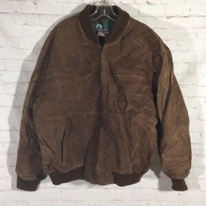 Vintage Timber Trail Suede Brown Bomber Jacket - Size XL